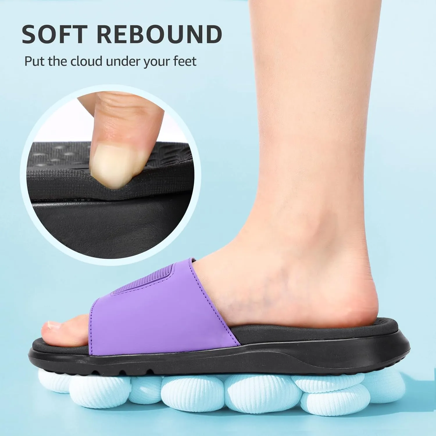 STQ Orthopedic Slides for Womens Arch Support Memory Foam Sandals with Adjustable Hook and Loop for Post Sport Pain Relief