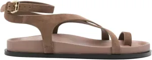 Strappy Sandals for Women Flat Buckle Sandals Ankle Strap Dressy Sandal Toe Ring Flip Flops Arch Support Slides