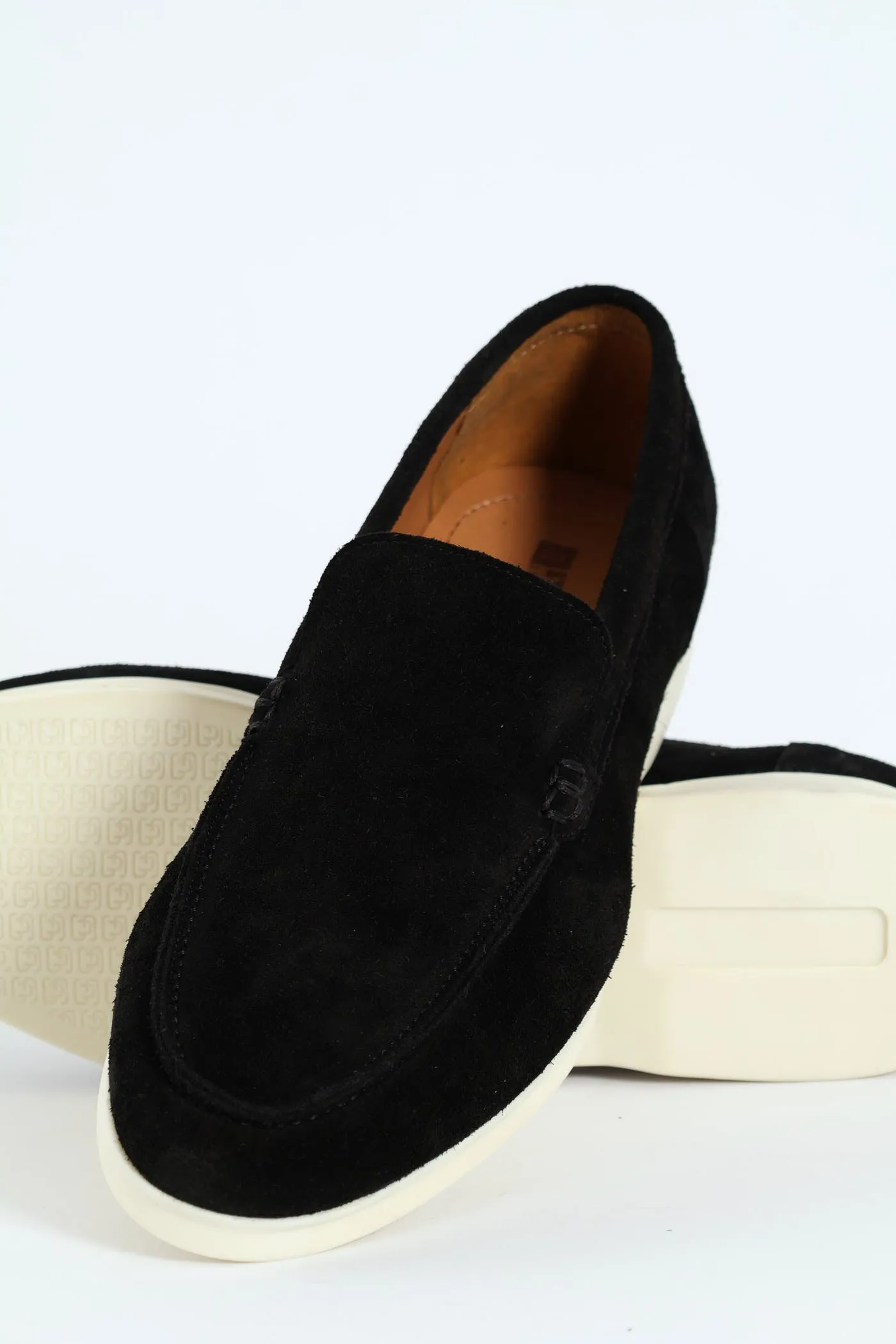 Suede Slip On Loafer - Black