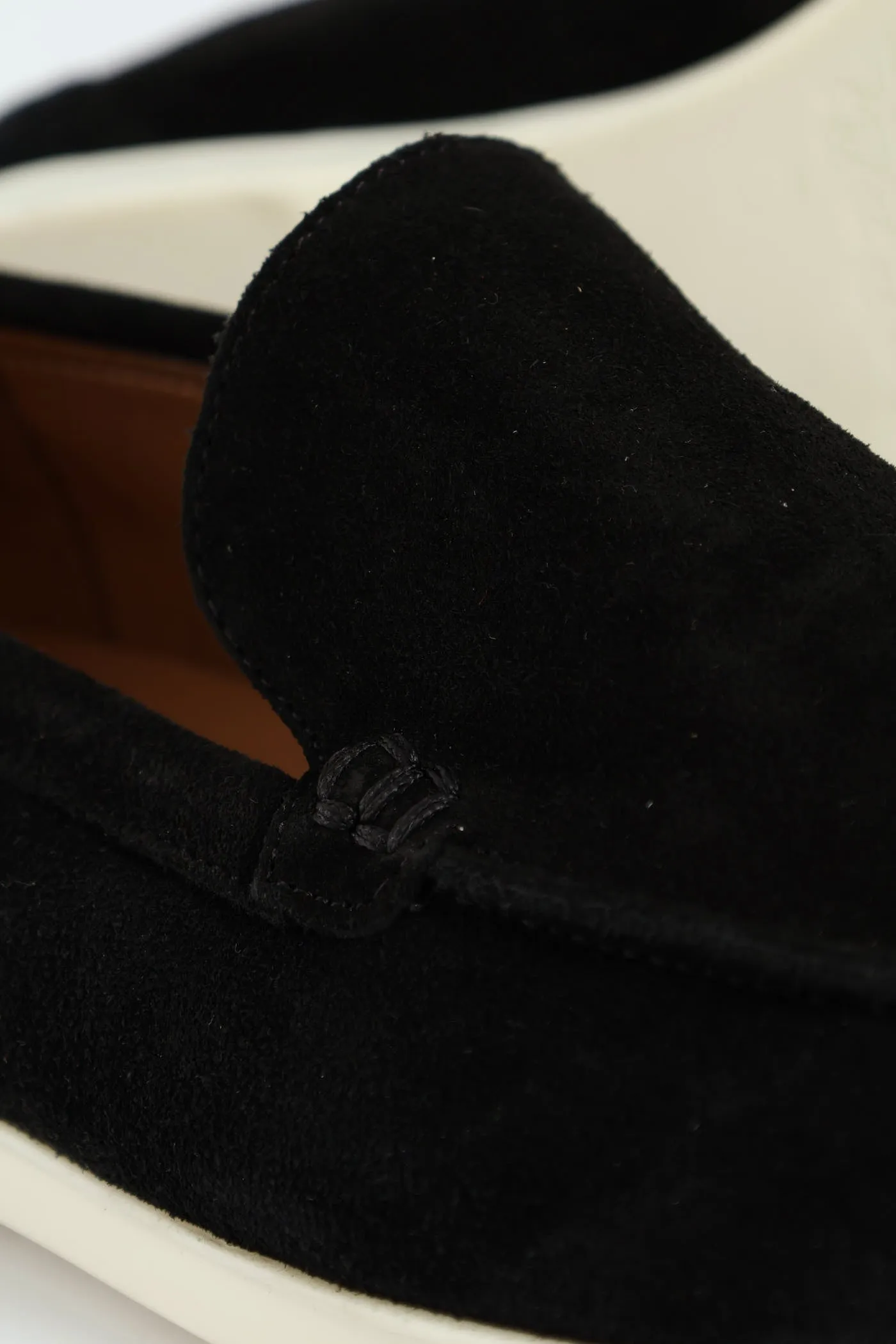 Suede Slip On Loafer - Black
