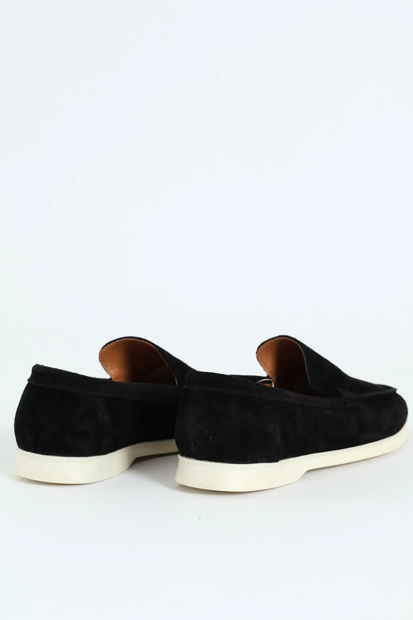 Suede Slip On Loafer - Black