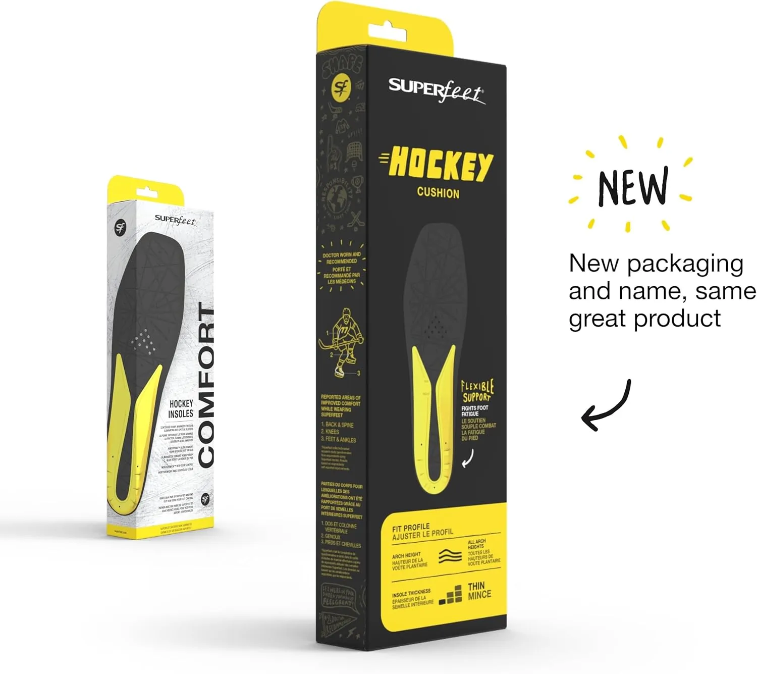 Superfeet Hockey Cushion Insoles - Foam Shoe Inserts for Skates - Professional Grade - Skate Size 7-8