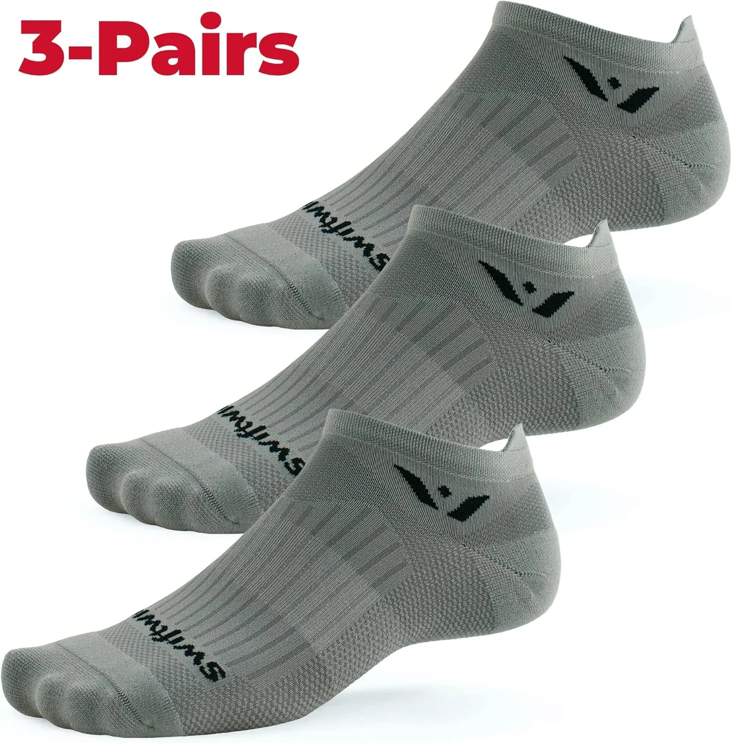 Swiftwick- ASPIRE (3 Pairs) No-Show Running Socks, Cycling Socks, Compression Fit