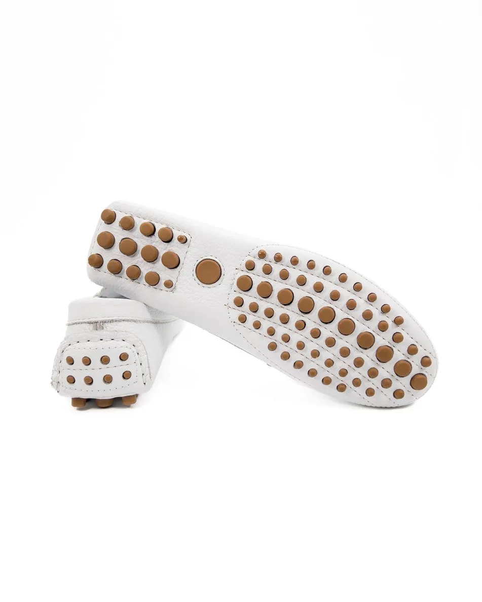 T-Didyma White Genuine Leather Loafer Shoes for Women
