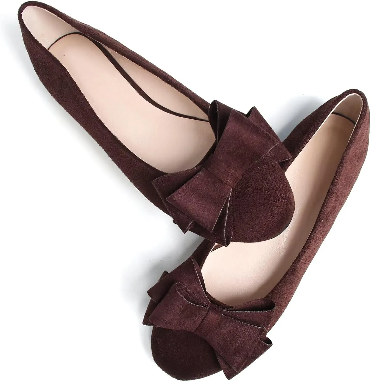 TN TANGNEST Women's Comfortable Pointed Toe Bowknot Flats Slip On Loafers Casual Flats