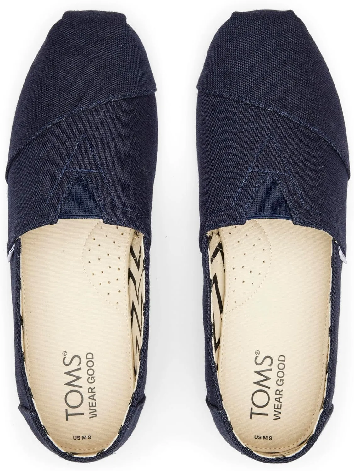 TOMS Men's Alpargata Slip-On Loafer Eco-Friendly Recycled Cotton Canvas, Elastic Gore, Rubber Sole