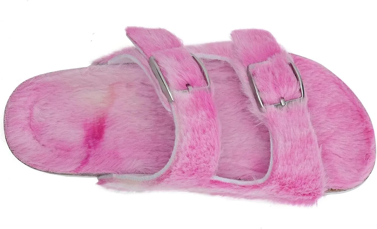Torotto Kids Open Toe Slippers Boys Girls Fluffy Furry Warm Cork Slide Sandals with Adjustable Buckle for Indoor & Outdoor