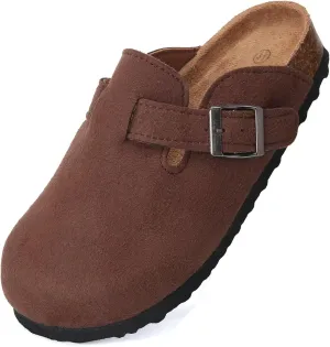 Torotto Kids Suede Clogs Cork Footbed Toddler Slippers with Arch Support & Adjustable Straps for Boys Girls Indoor & Outdoor