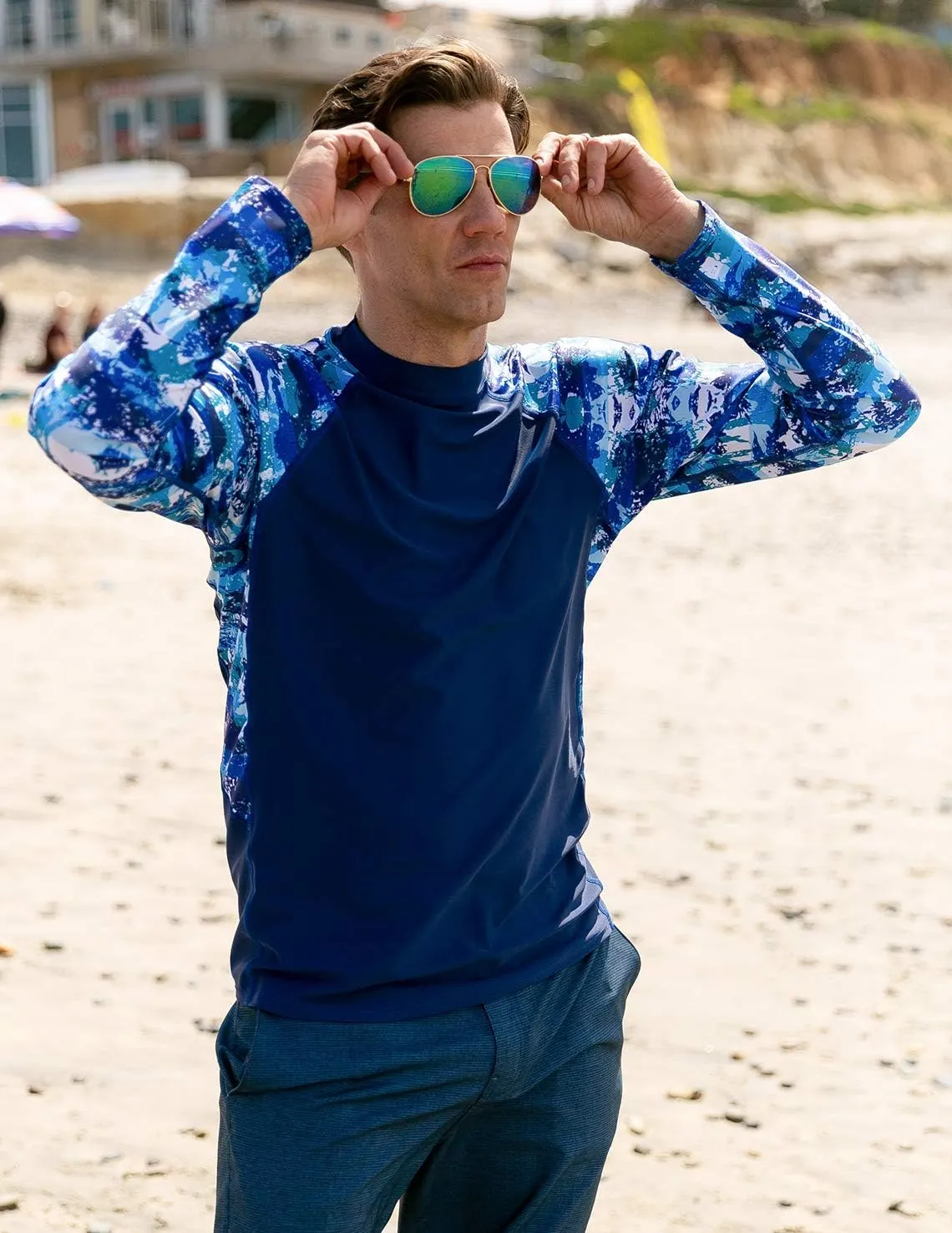 Tuga Men's Swim Performance Rash Guard, UPF 50  Sun Protection, Made in USA