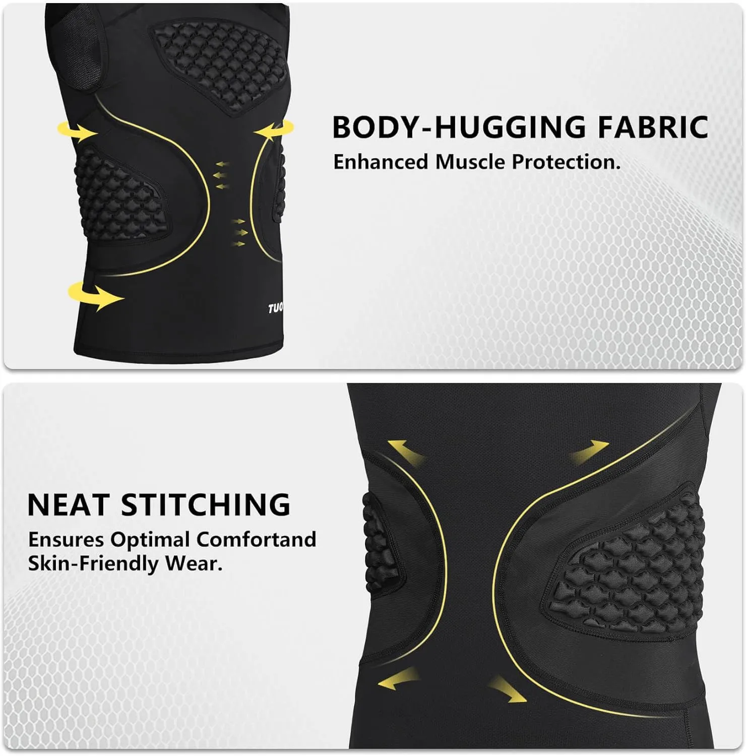 TUOY Adult Rib Chest Protector, New Version - Padded 5 Pads Baseball Football Lacrosse Rib Heart Sternum Guard