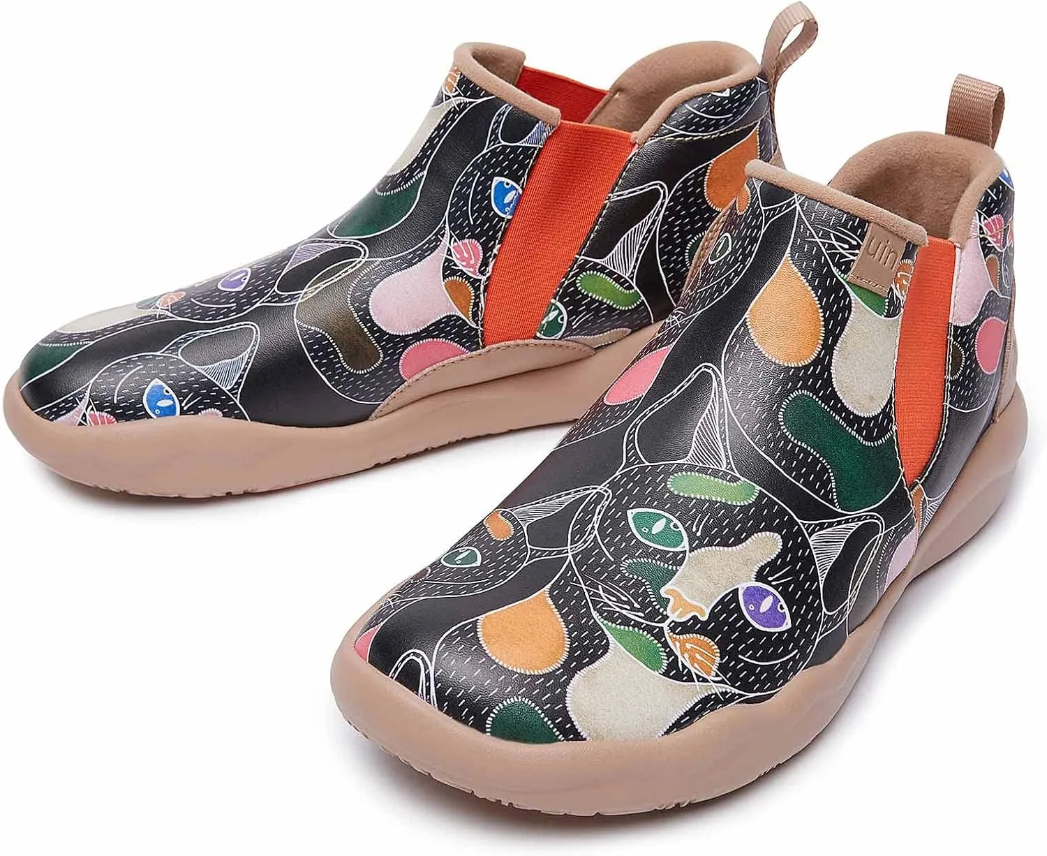 UIN Women's Walking Shoes High Top Ankle Boots Casual Lightweight Comfort Art Painted Fashion Sneaker Granada