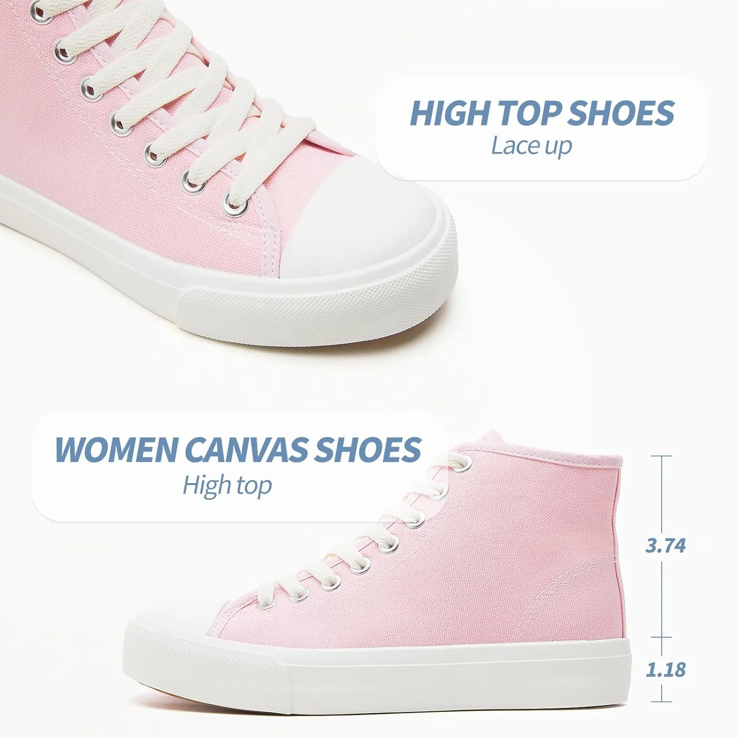 Uoidru High Top Sneakers for Women Canvas Shoes White Canvas High Tops Women Casual Shoes Lace Up Fashion Sneakers