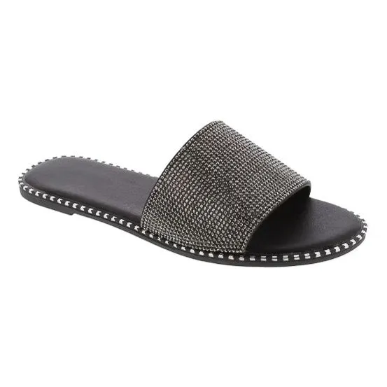 Valkiria - Rhinestone Detailing Slip On Sandals