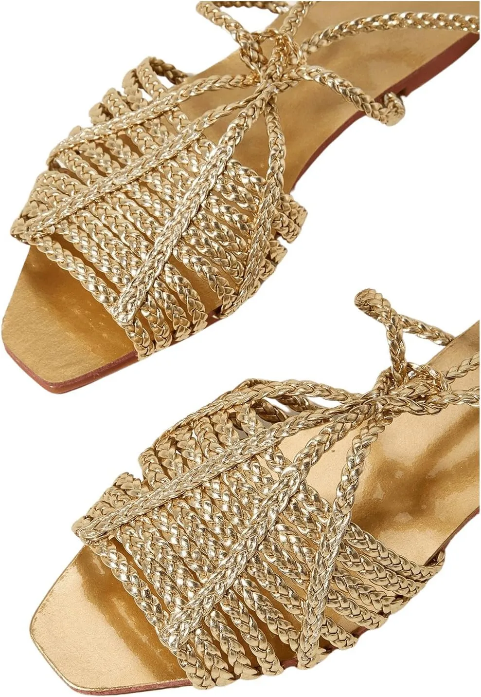 Verdusa Women's Strappy Braided Flat Sandals Square Toe Crisscross Casual Summer Slides