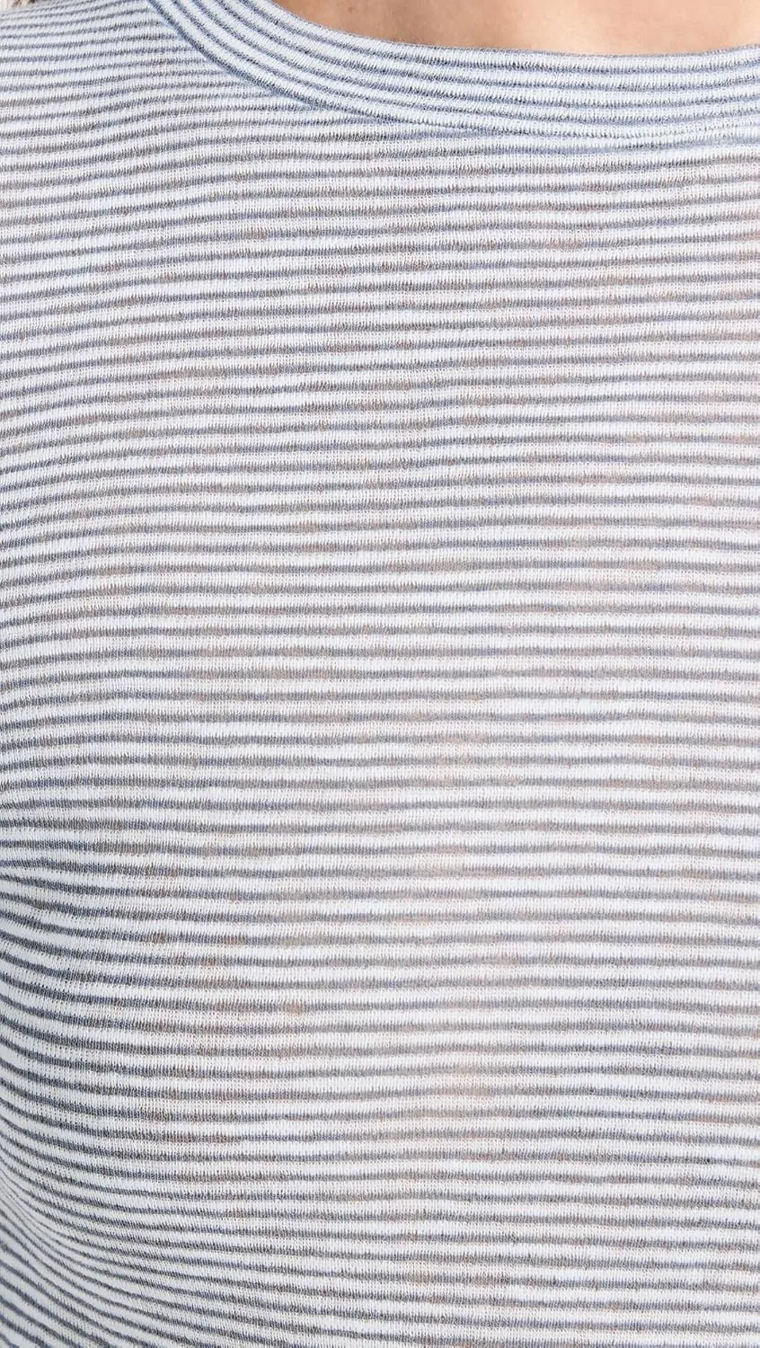 Vince Women's Micro Stripe 3/4 Sleeve Crew Tee