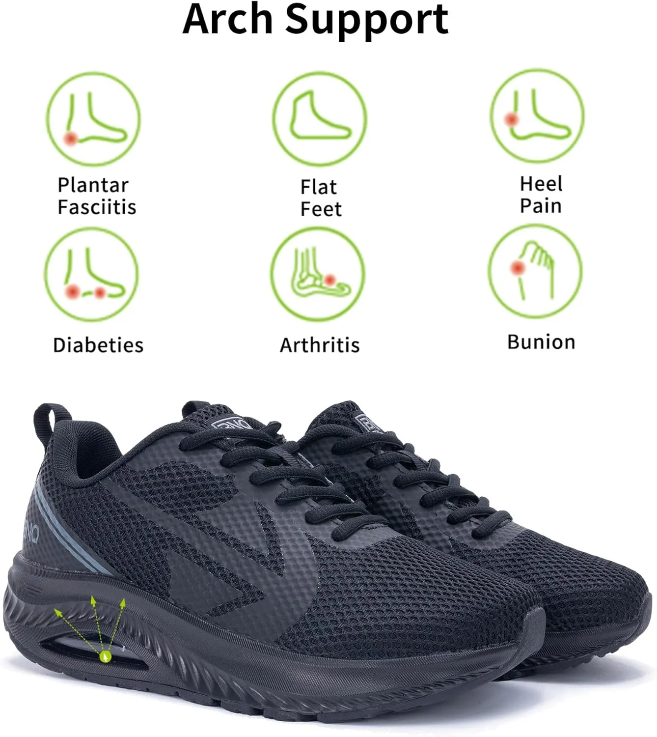 Womens Arch Support Walking Shoes Wide Toe Box Orthotic Sneakers Tennis Shoes for Plantar Fasciitis Pain Relief, Size 6-11