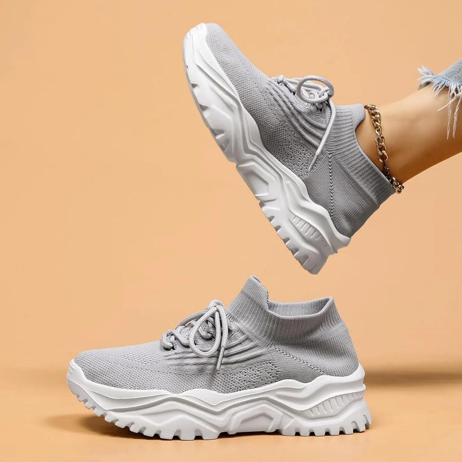 Women’s Fashion Athletic Sneakers Mesh Lightweight Platform Slip On Sports Casual Shoes Breathable Soft Sole Comfortable Work Gym Trainers Orthopedic Summer Arch Support Shoes
