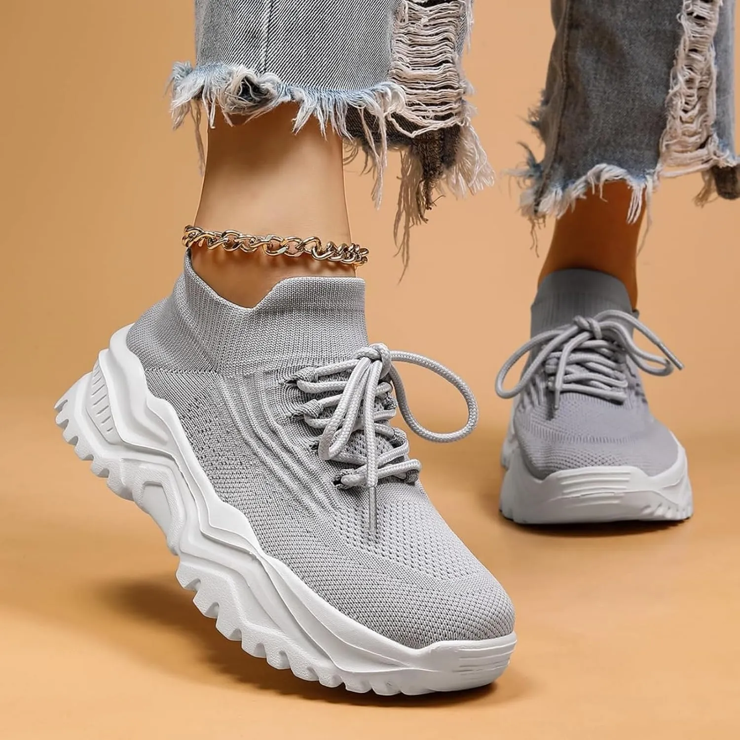 Women’s Fashion Athletic Sneakers Mesh Lightweight Platform Slip On Sports Casual Shoes Breathable Soft Sole Comfortable Work Gym Trainers Orthopedic Summer Arch Support Shoes