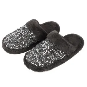 Womens Grey Glam Slide Slipper
