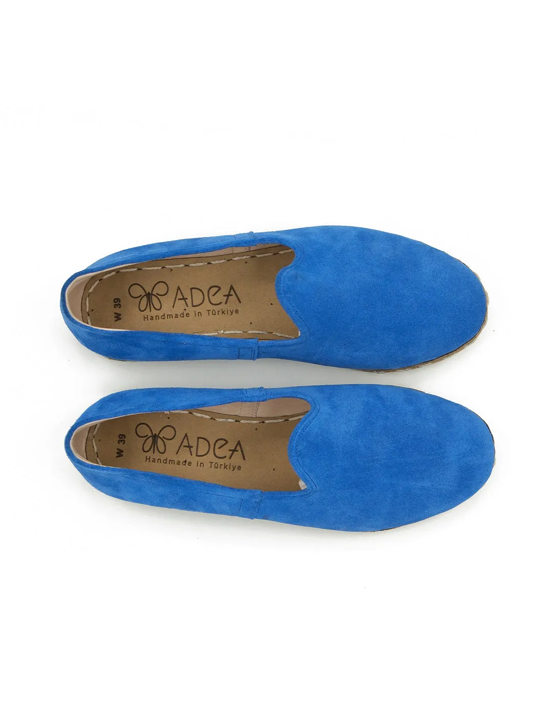 Women's Royal Blue Slip On Shoes - Suede Leather