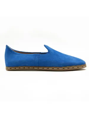 Women's Royal Blue Slip On Shoes - Suede Leather
