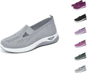 Women's Woven Breathable Soft Sole Shoes Walking Slip on Diabetic Foam Shoes in Sneakers Arch Support，Daily Commuting Shoes