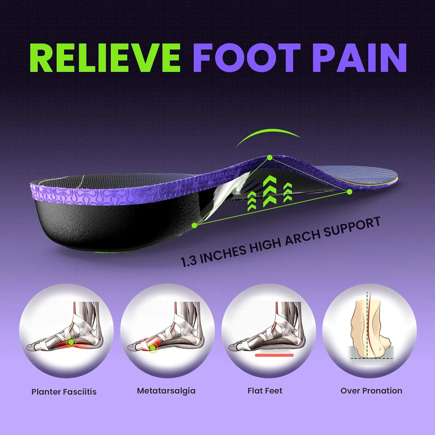 Work Boot Insoles for Standing All Day - Welnove 220 LBS Heavy Duty High Arch Support Orthotic Inserts for Plantar Fasciitis,Flat Feet,Foot Pain,Anti Fatigue Work Orthotic Insoles for Men Women,S