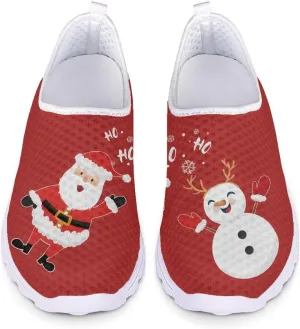 Xpyiqun Christmas Sneakers Slip On Shoes for Women Tennis Shoe Xmas Trainers Footwear
