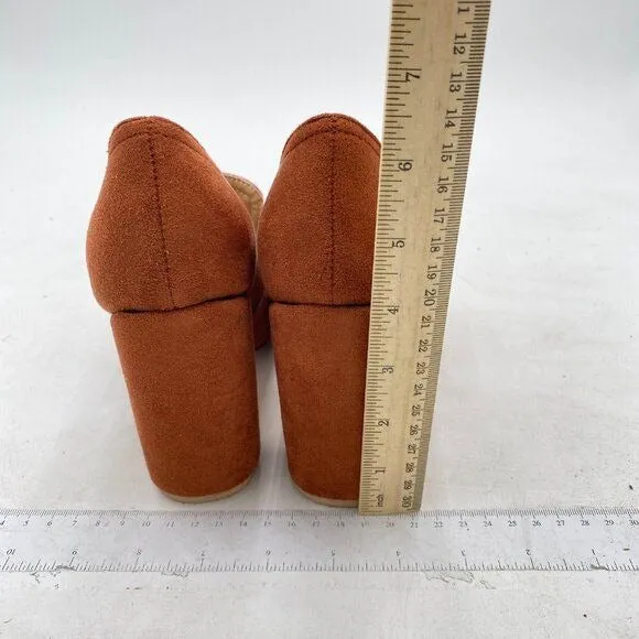 YDN Women Chunky High Heel Square Toe Loafer with Buckle Slip On Suede Office