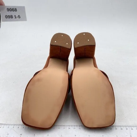 YDN Women Chunky High Heel Square Toe Loafer with Buckle Slip On Suede Office