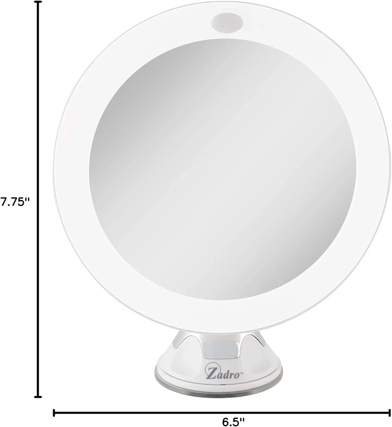 Zadro LED Lighted 10X Magnification Z'Swivel Power Suction Cup Vanity Wall Mount Beauty Makeup Mirror, White