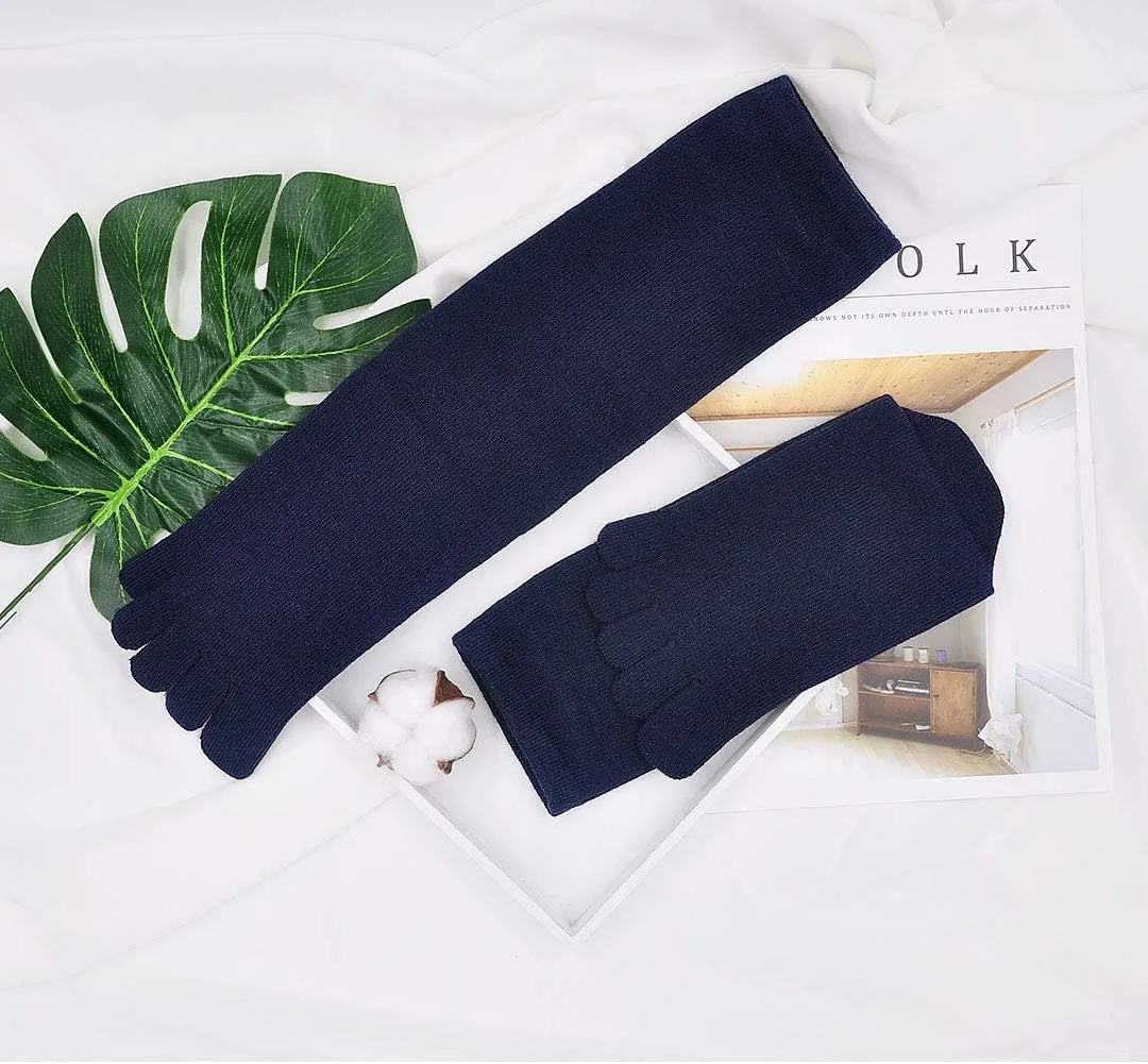 ZAKASA Mens Toe Socks Athletic Running Cushion Five Finger Cotton Crew Socks