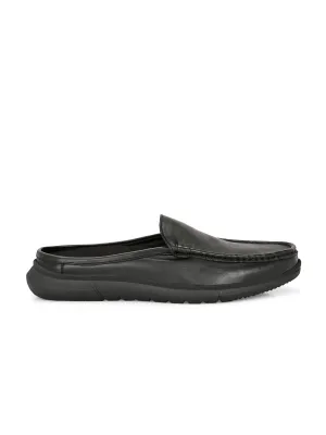 Zero Gravity Black Leather Slip-On Mules