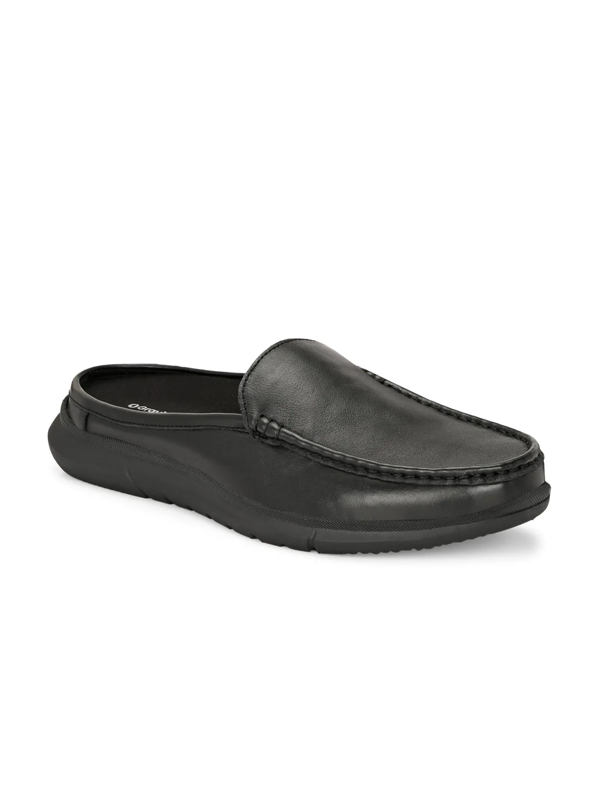 Zero Gravity Black Leather Slip-On Mules