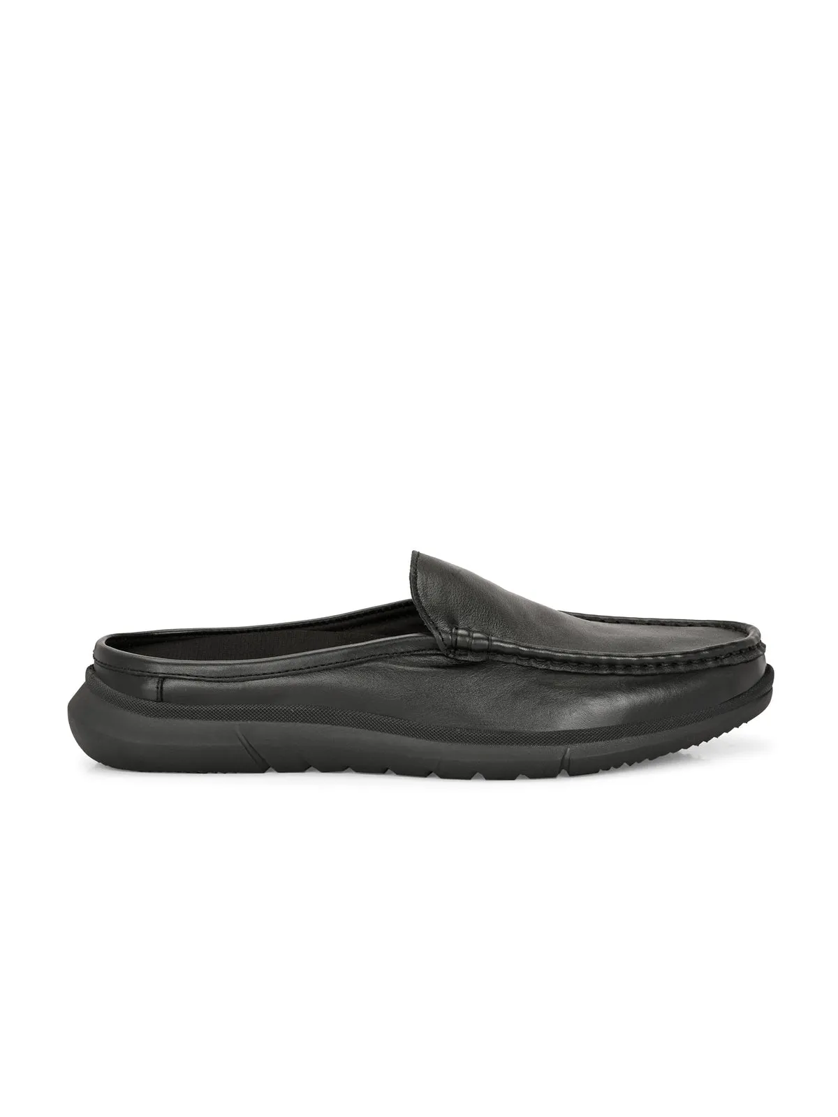 Zero Gravity Black Leather Slip-On Mules